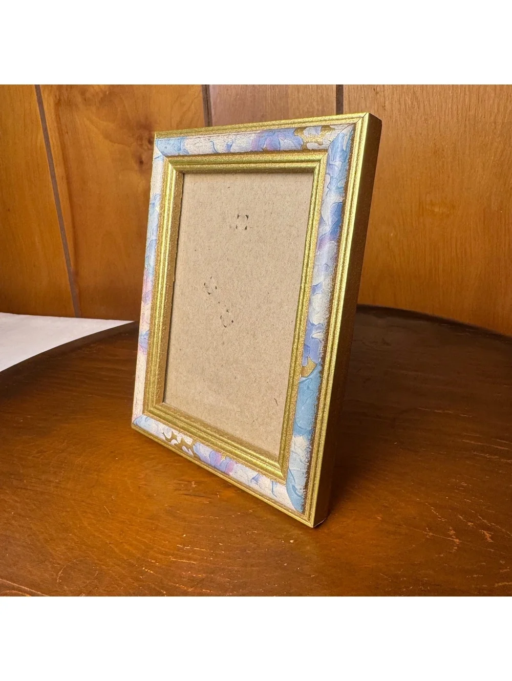 Vintage 3.5x5 Picture Frame Gold Floral Pastel Cottagecore Tabletop Wall Frame